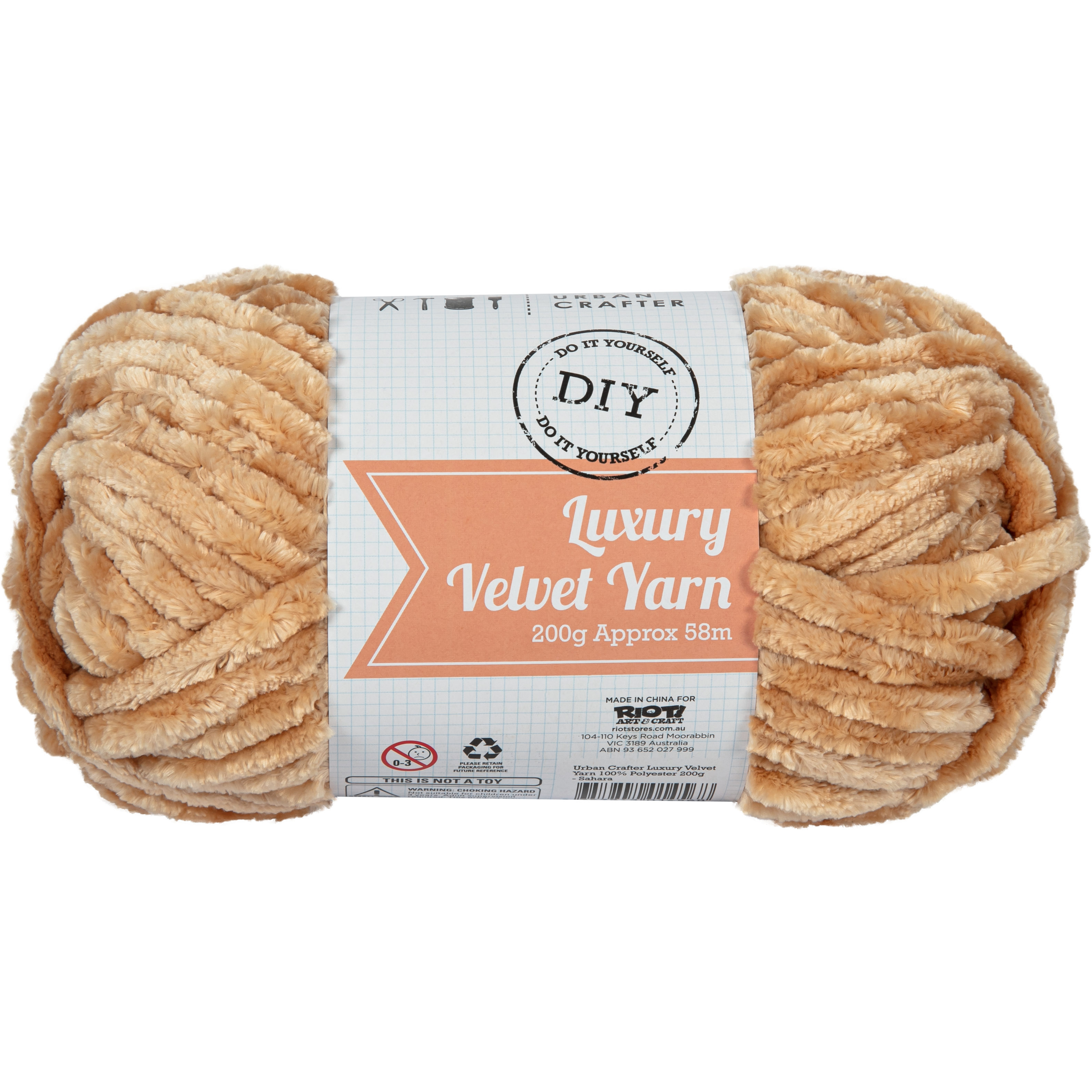 Image of Urban Crafter Luxury Velvet Yarn 100% Polyester 200g- Sahara