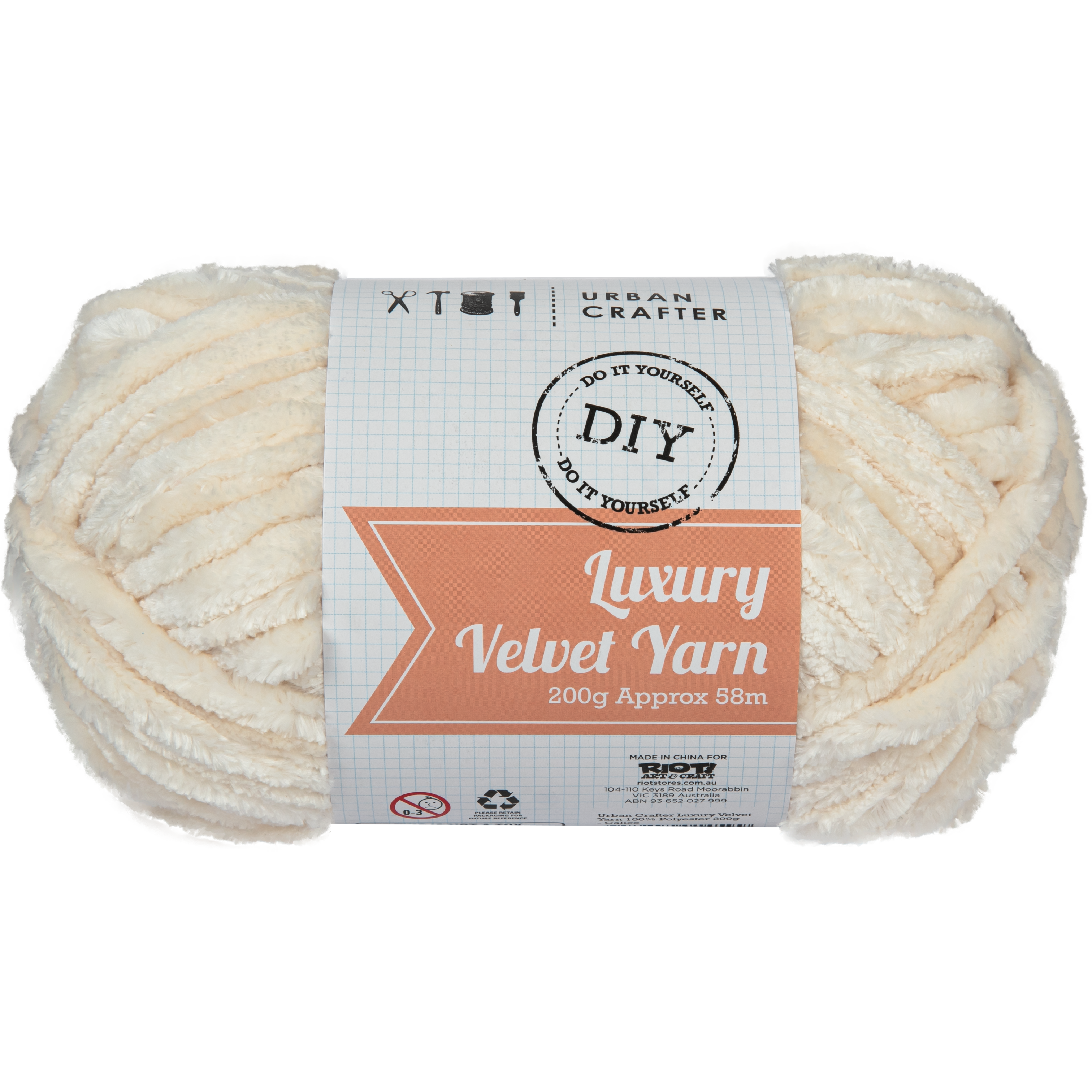 Image of Urban Crafter Luxury Velvet Yarn 100% Polyester 200g- Calico