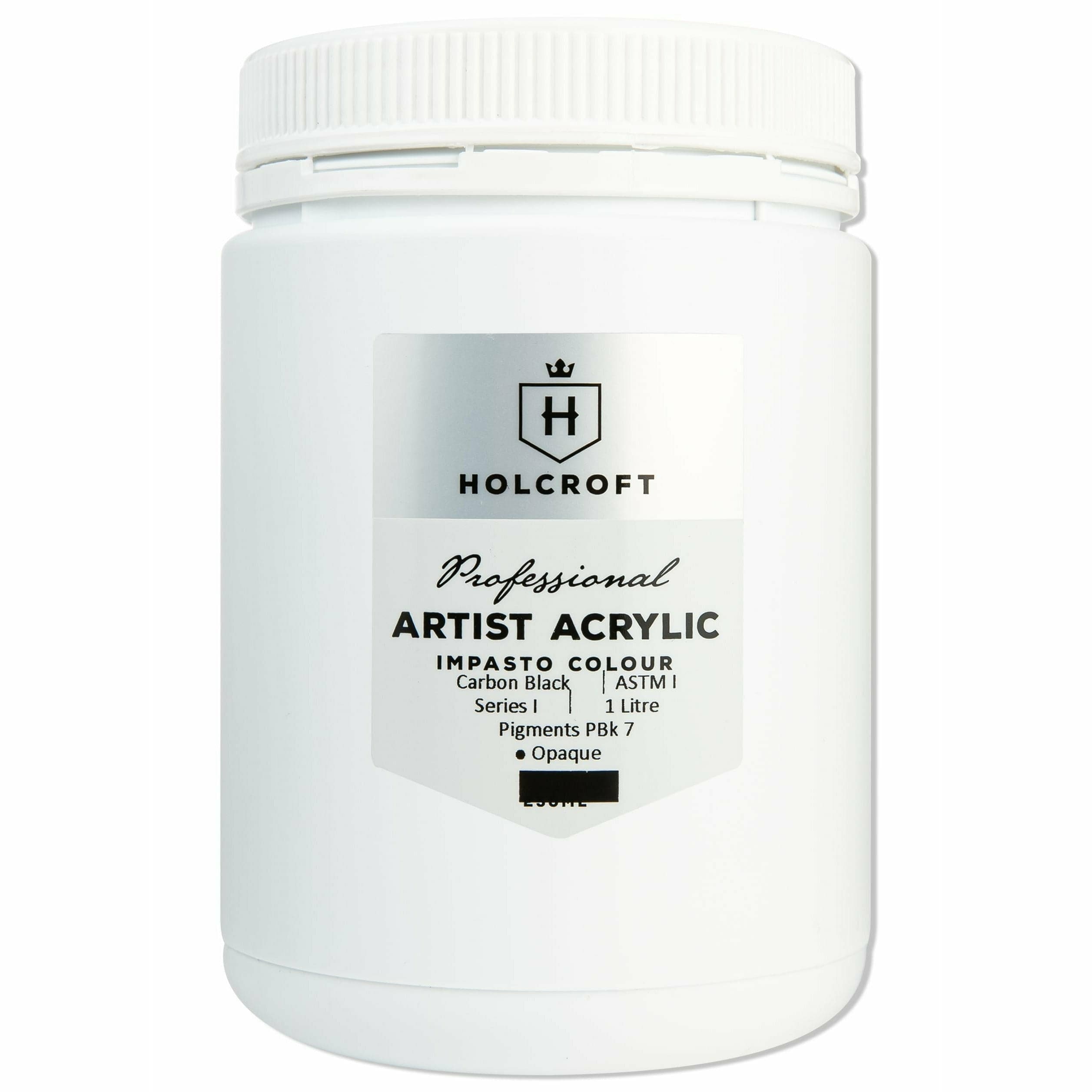 Image of Holcroft Professional Acrylic Impasto Paint - Carbon Black 1 Litre