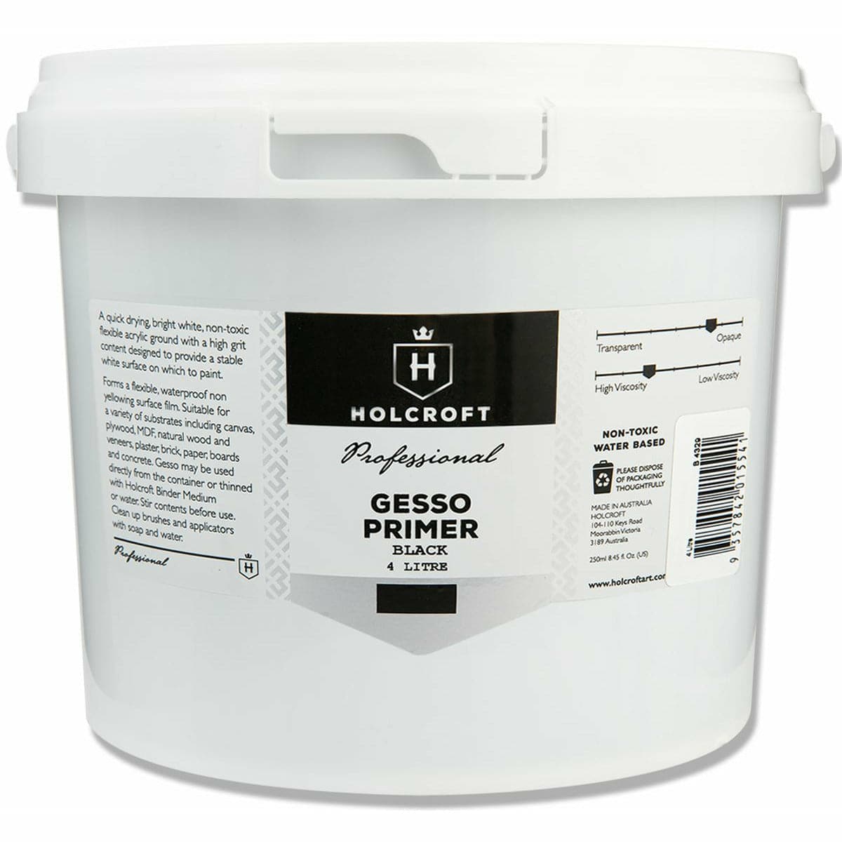 Image of Holcroft Professional Acrylic Black Gesso 4 Litre
