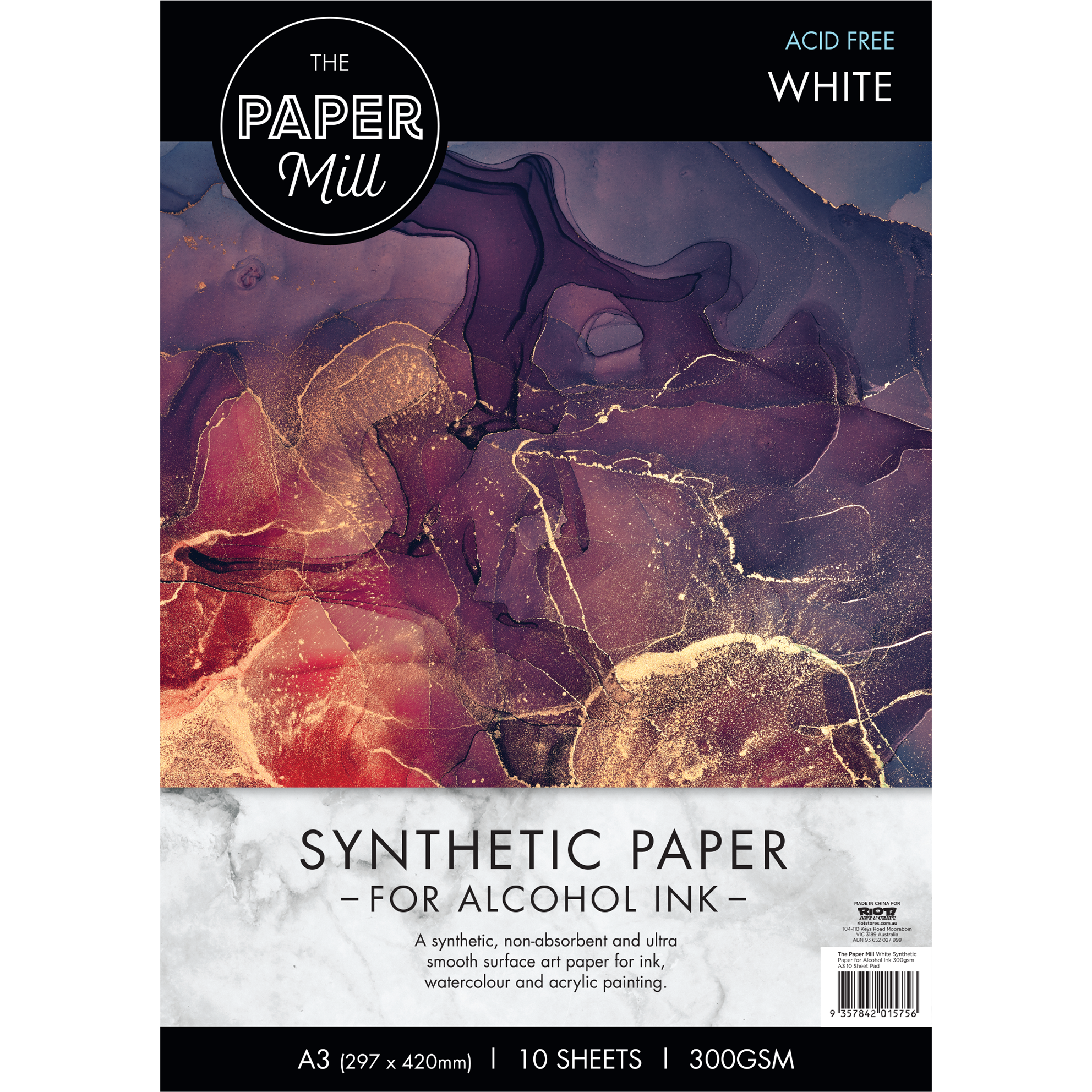 Image of The Paper Mill White Synthetic Paper for Alcohol Ink-A3, 300gsm (10 Sheets)
