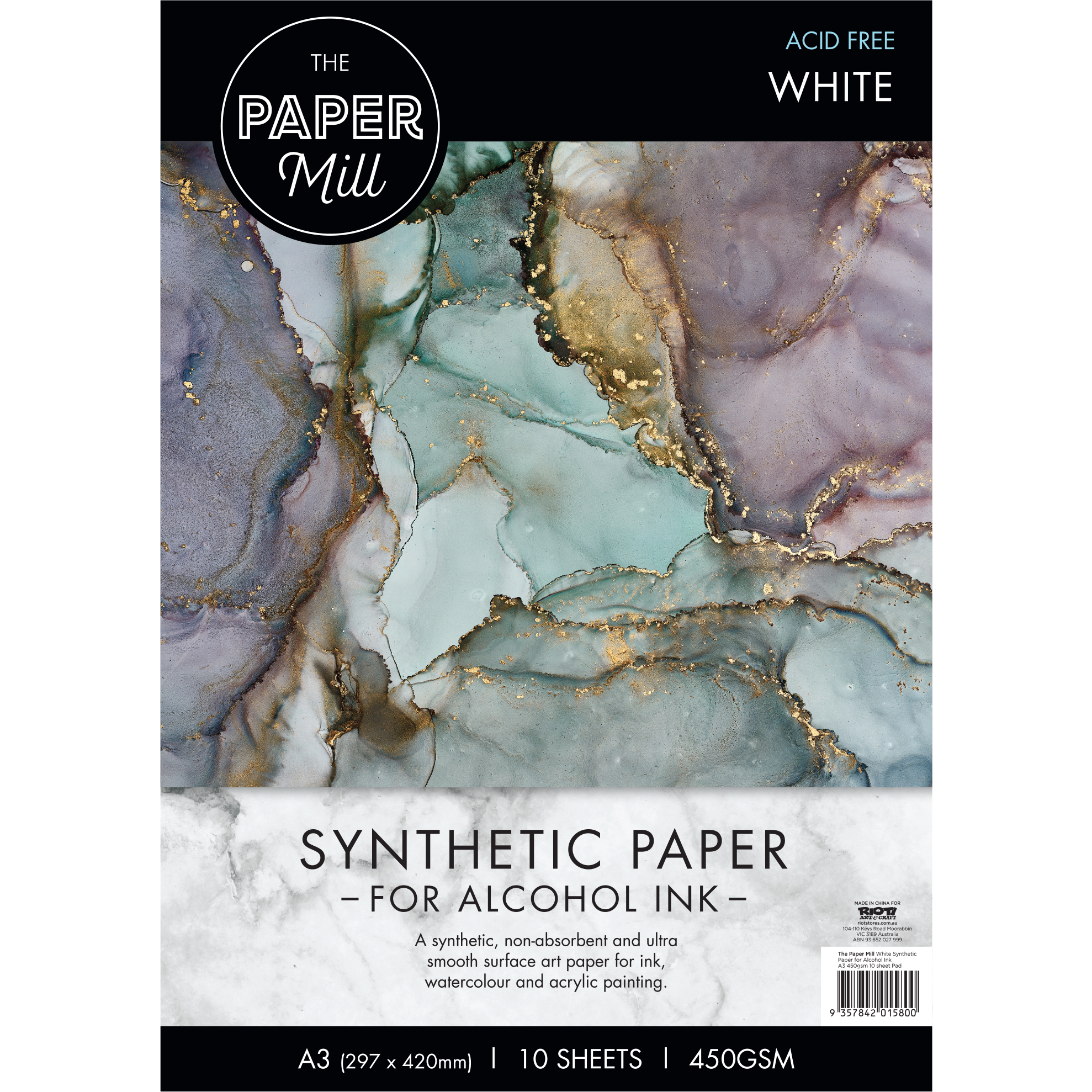 Image of The Paper Mill White Synthetic Paper Pad for Alcohol Ink-450gsm A3 (10 Sheet)