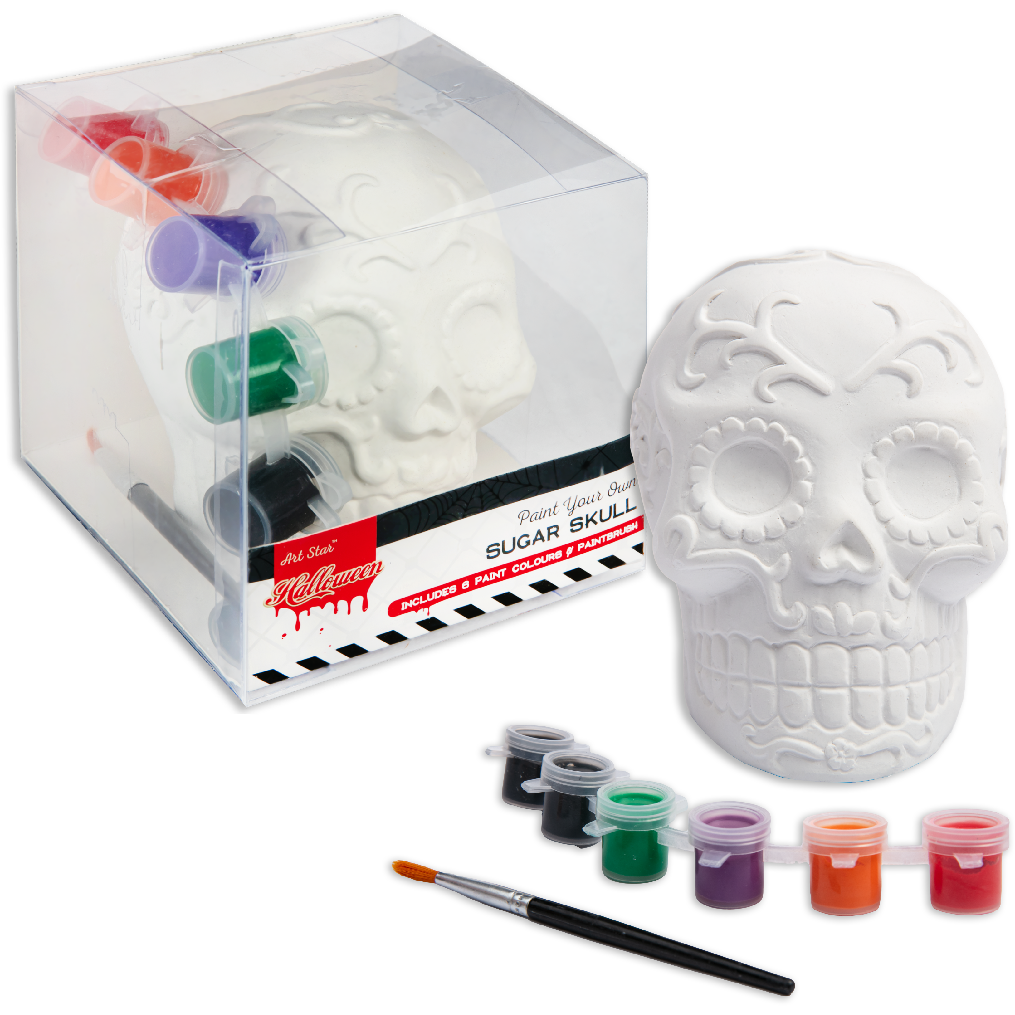 Image of Art Star Halloween Paint Your Own Plaster Sugar Skull 9.5 x 7.5cm