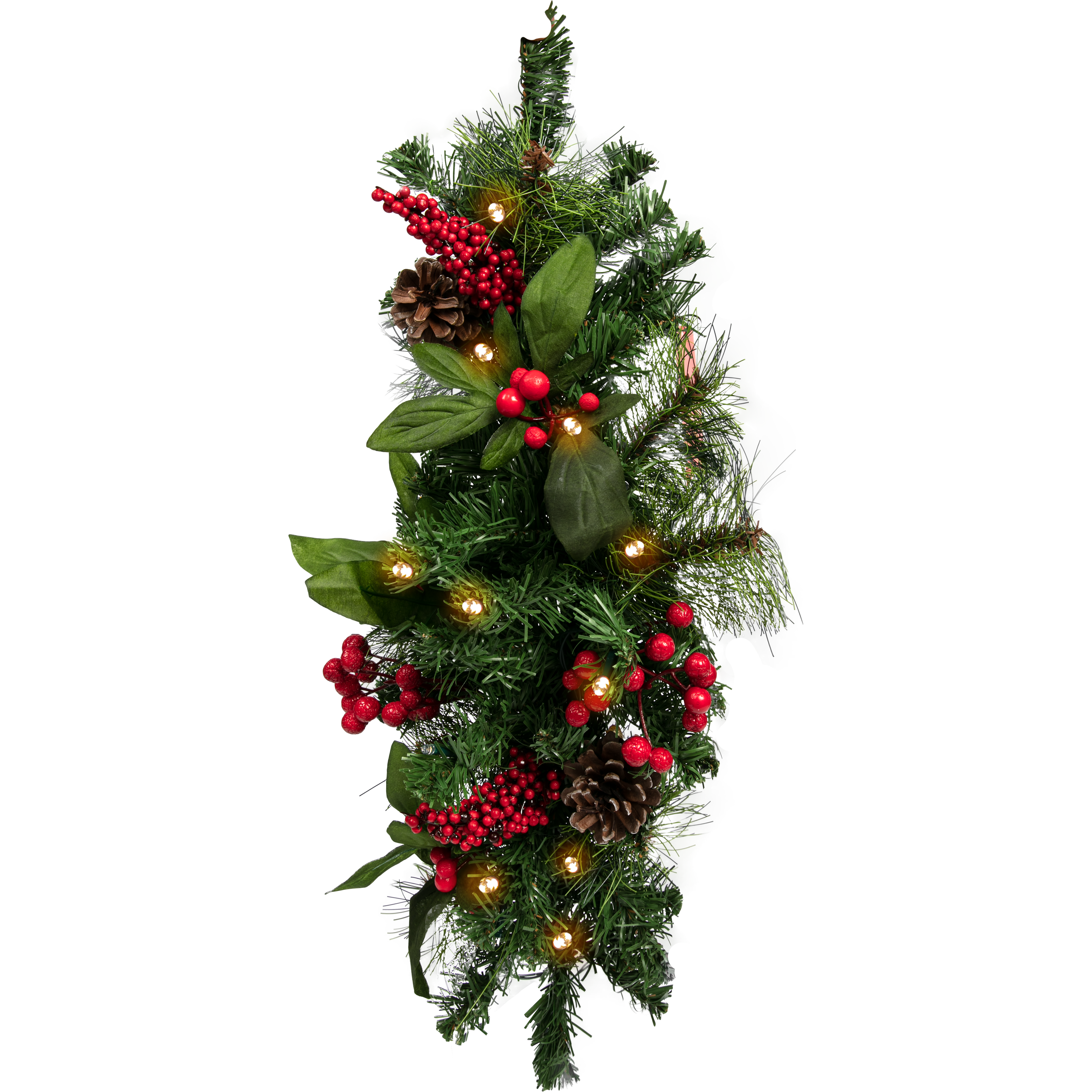 Image of Make a Merry Christmas Decorated Swag with 10 Battery Operated LED Lights (60cm)