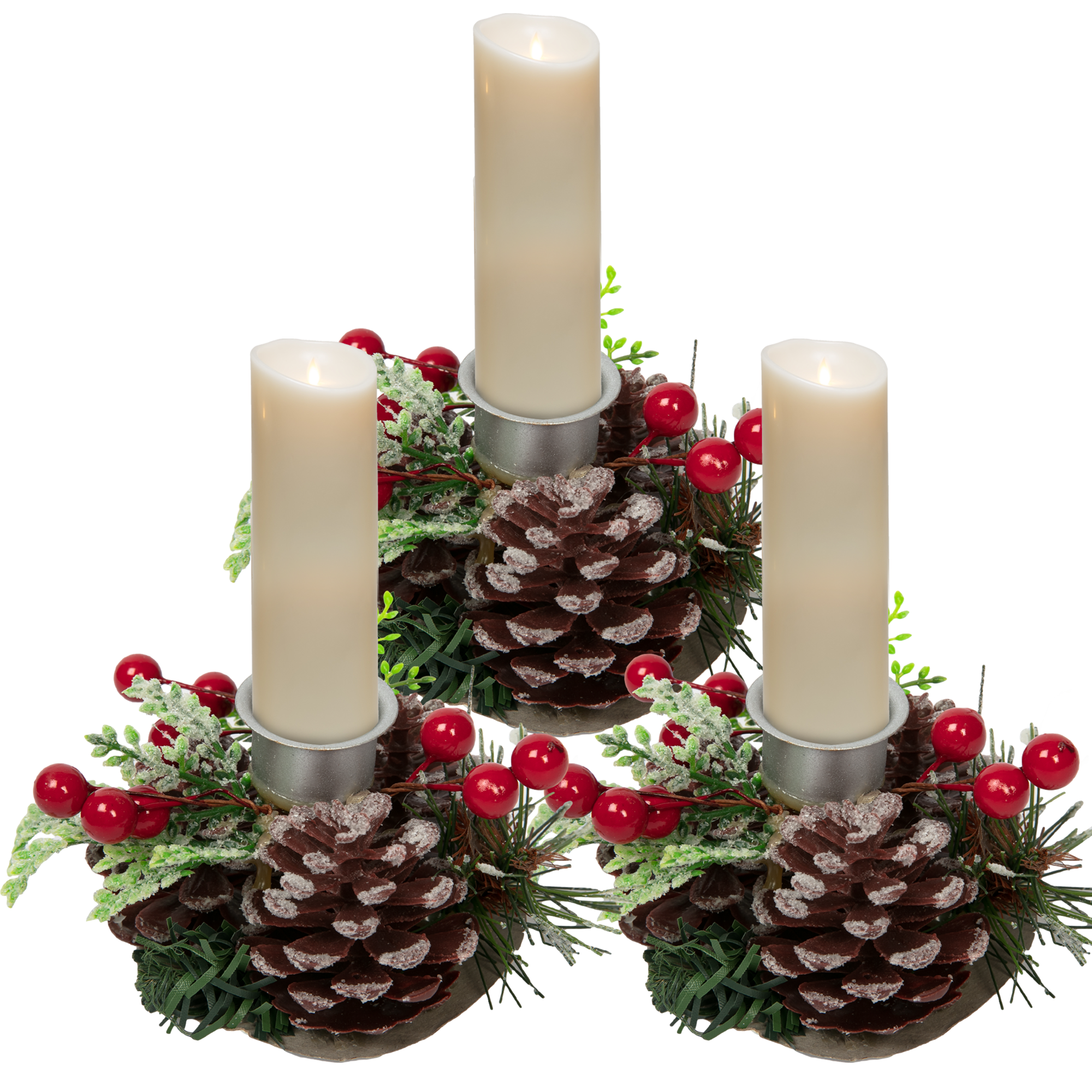 Image of Make a Merry Christmas Decorated Tea Light Candle Holders-10cm Diameter (3 Pack)