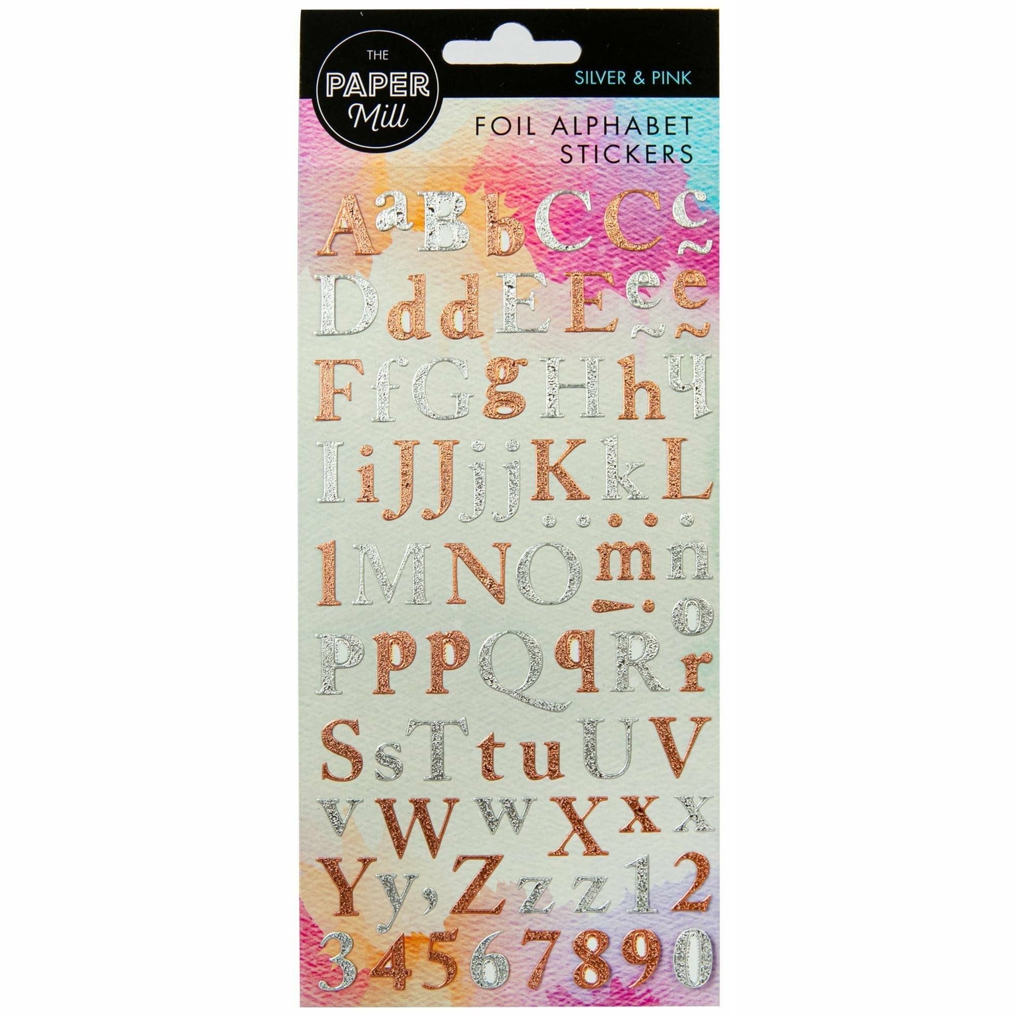 Image of The Paper Mill Foil Alphabet Stickers 240 x 106mm Silver and Pink