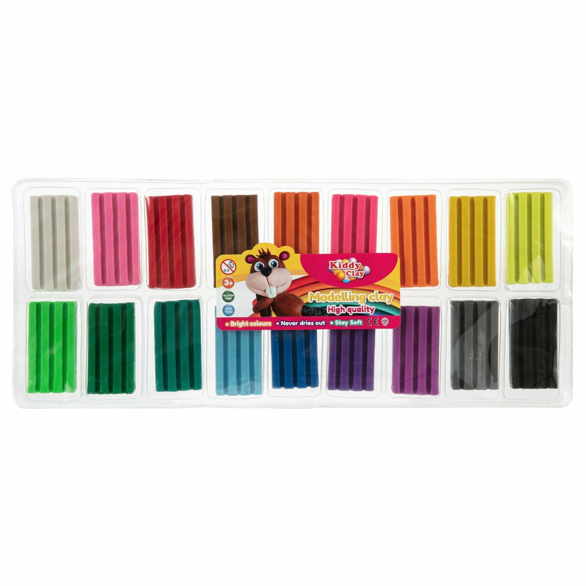Image of Kiddy Clay Modelling Clay 18 Colours 20g each Total 360G
