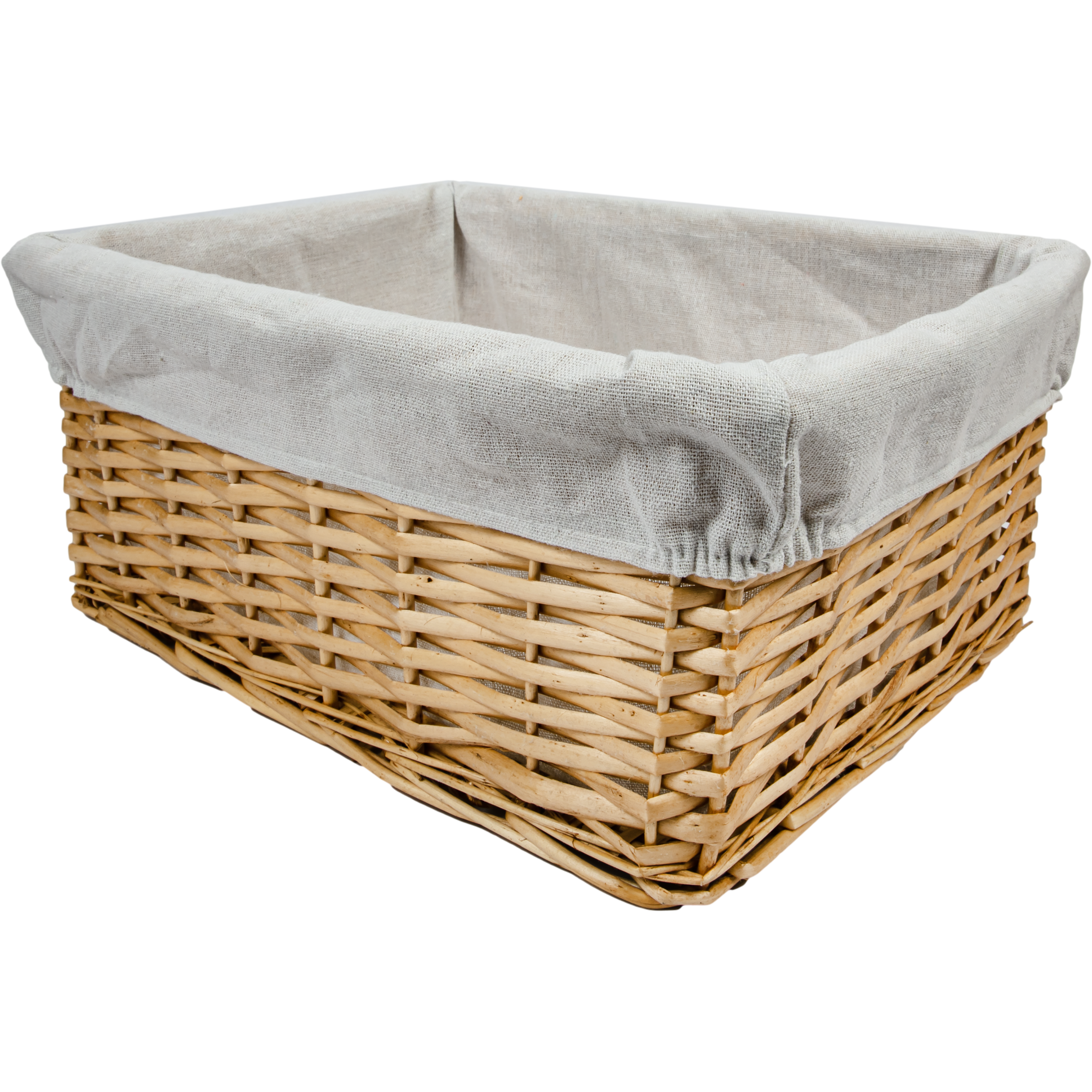 Image of Urban Crafter Split Willow Rectangular Storage Basket with White Fabric Lining Large 40 x 30 x 18cm