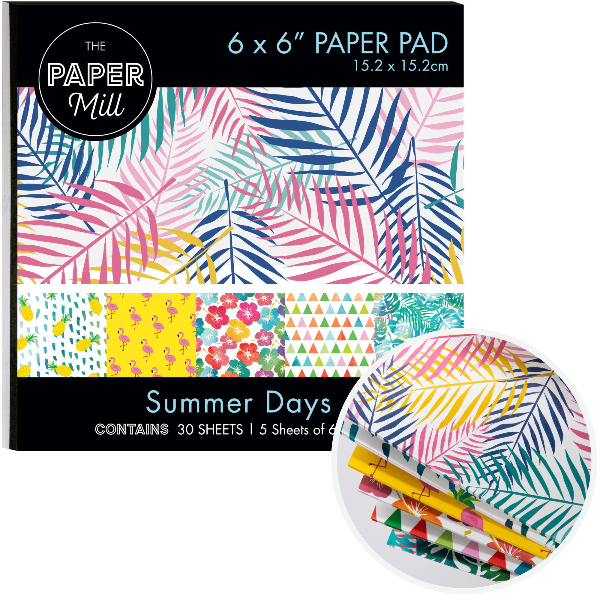 Image of The Paper Mill 6 x 6 inch Printed Paper Pad 30 sheets Summer Days