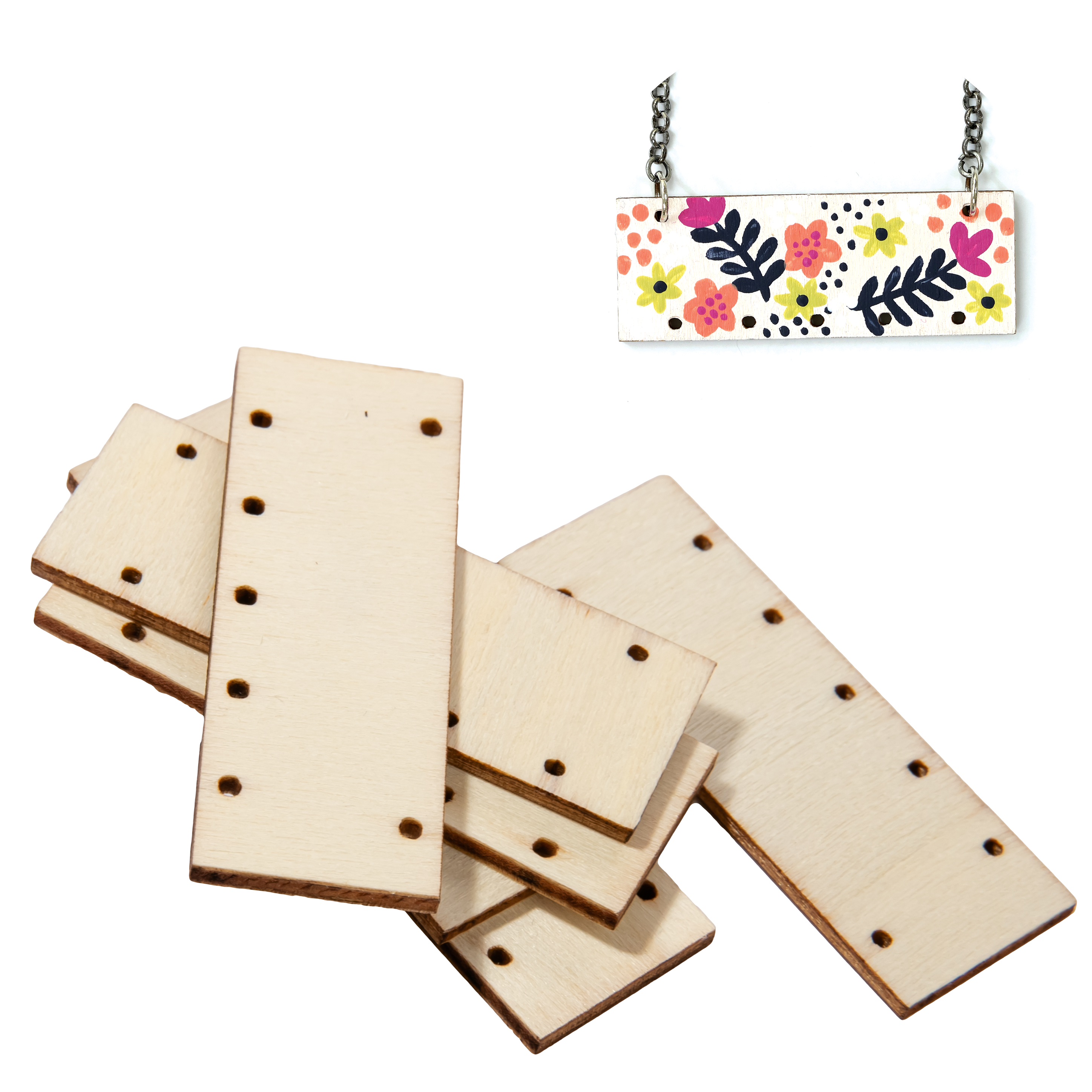 Image of Simply DIY Plywood Jewellery Rectangle Pendant 55x20mm (6 Pieces)