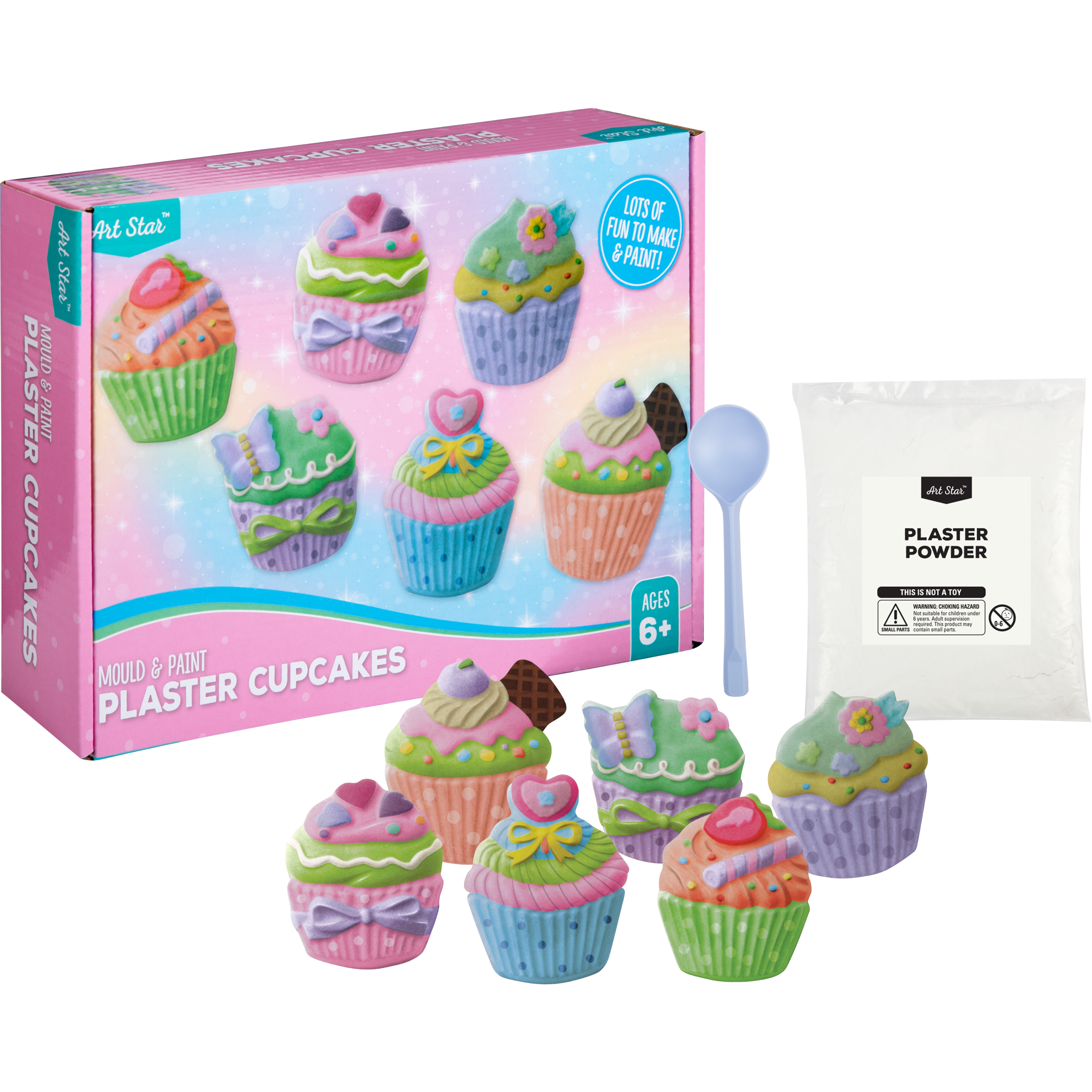 Image of Art Star Mould and Paint Plaster Cupcakes (6 Magnets)