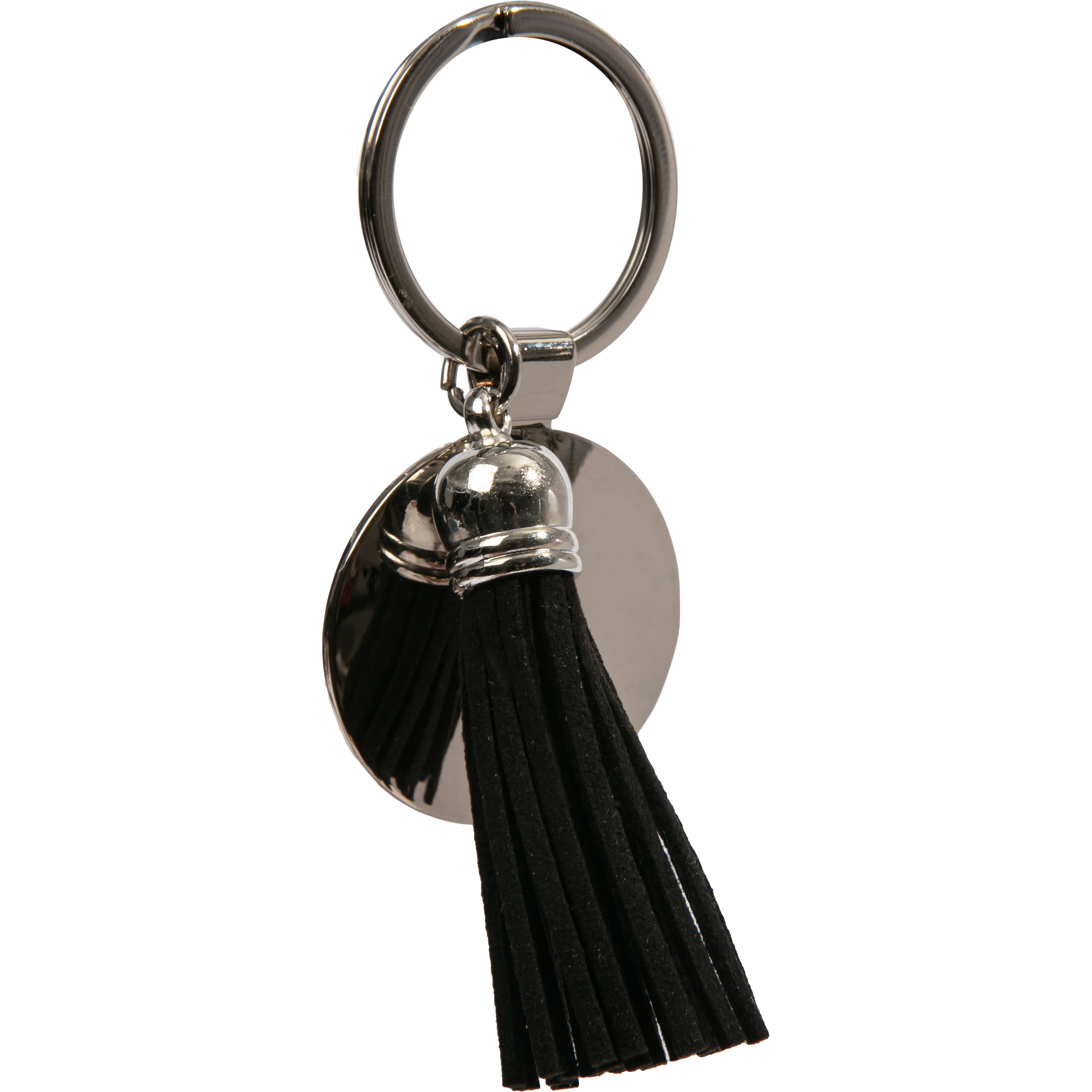 Image of Personalisable Round Keychain with Short Tassel- Black 3.6x9cm