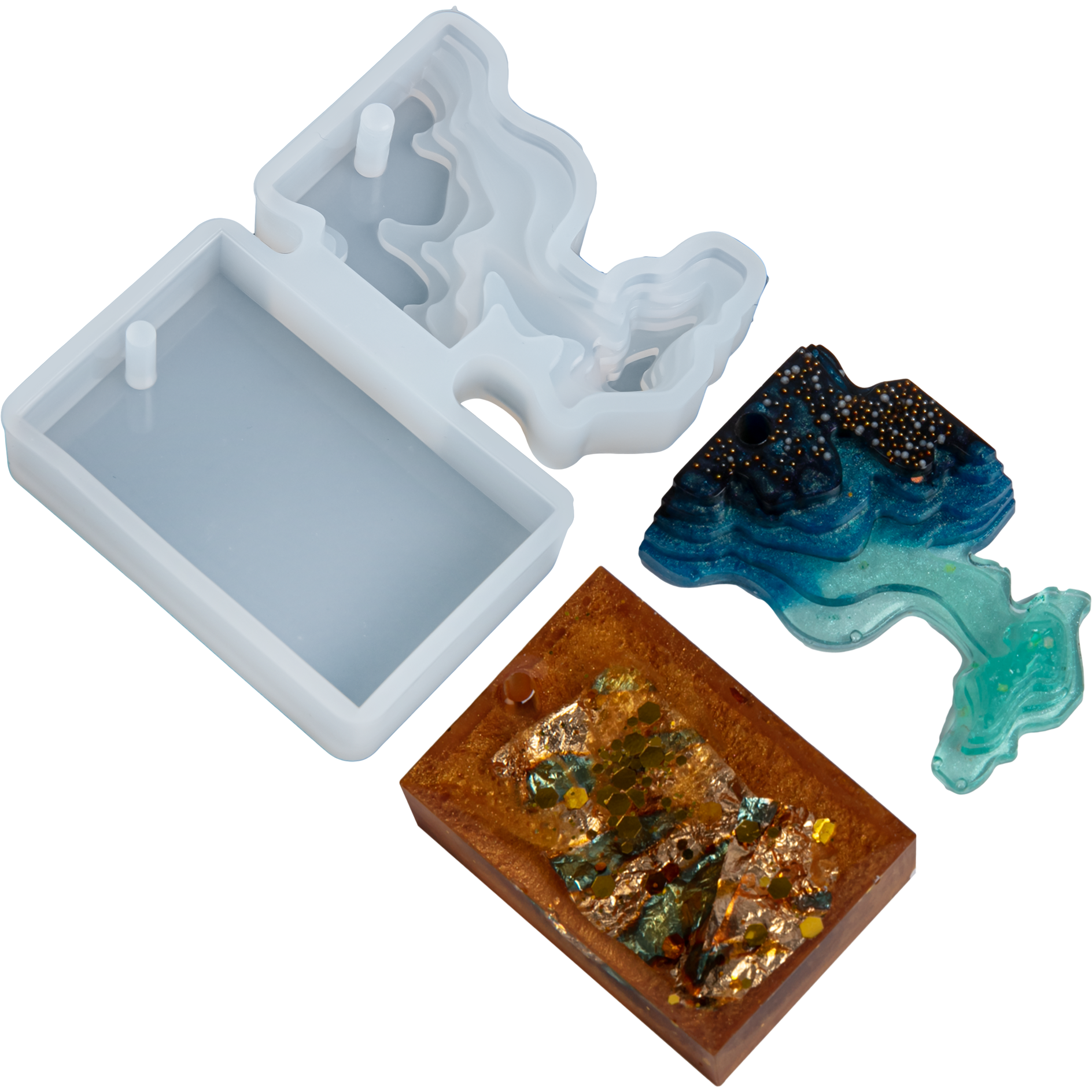 Image of Urban Crafter Silicone Beach Topographic Pendant Mould-Square