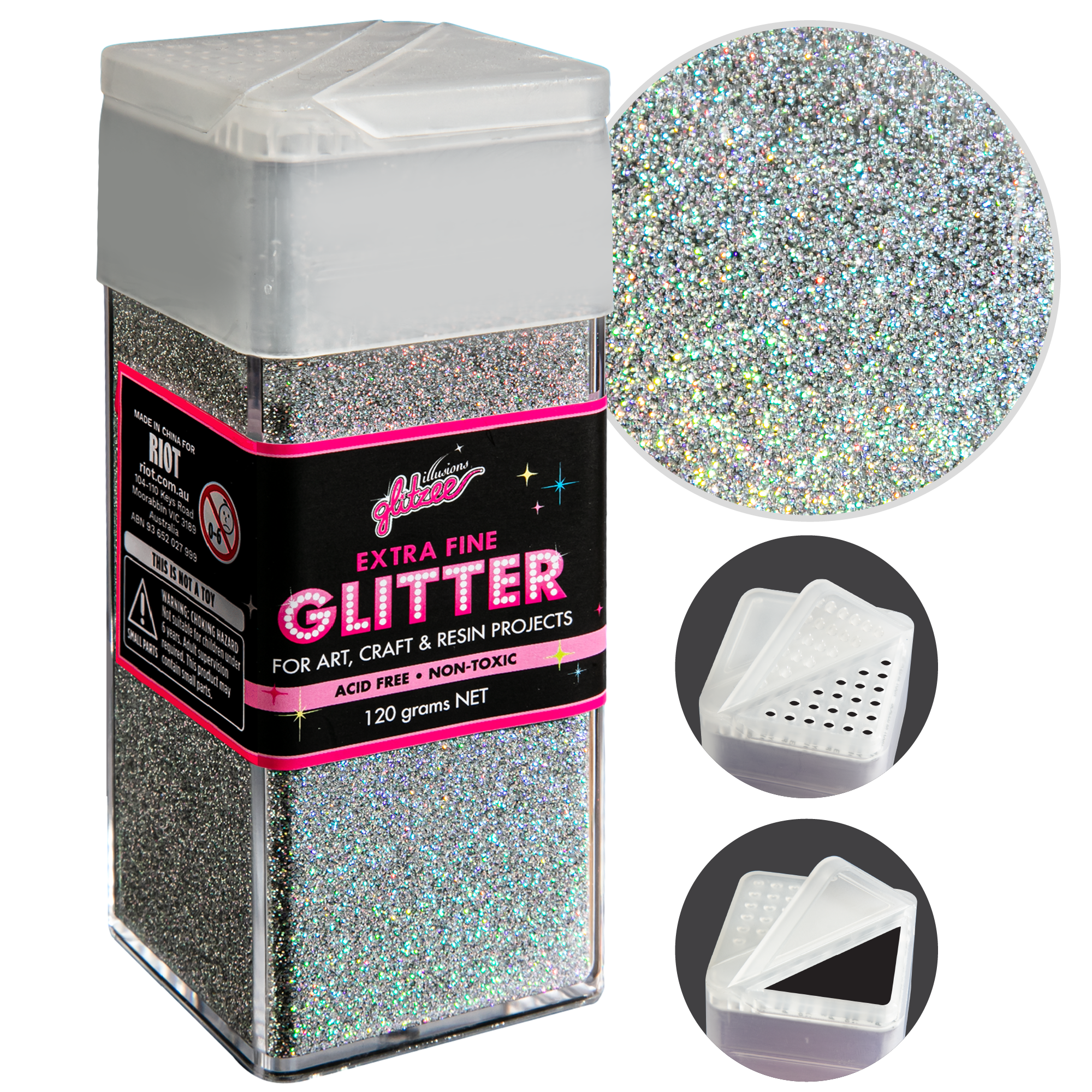 Image of Illusions Extra Fine Ordinary Glitter 0.2mm-Bling Holographic (120g)