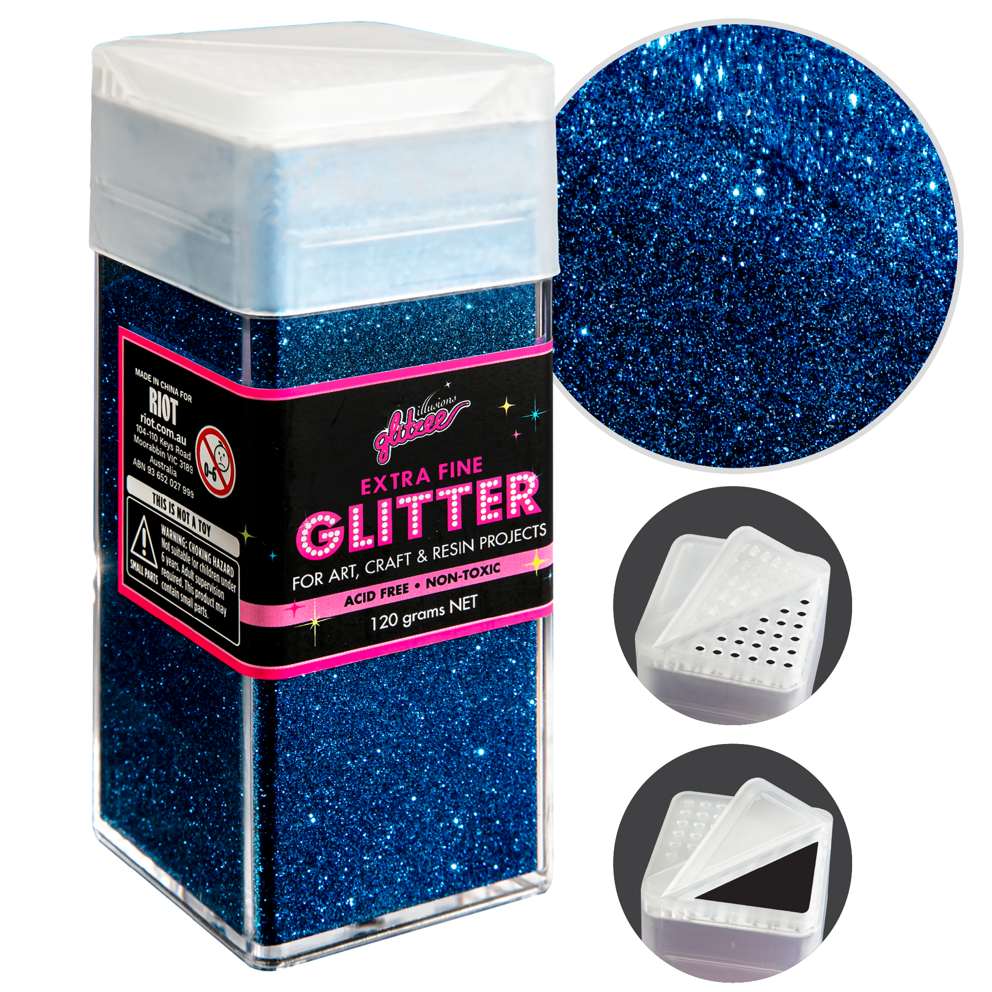 Image of Illusions Extra Fine Ordinary Glitter 0.2mm-Marine Blue (120g)