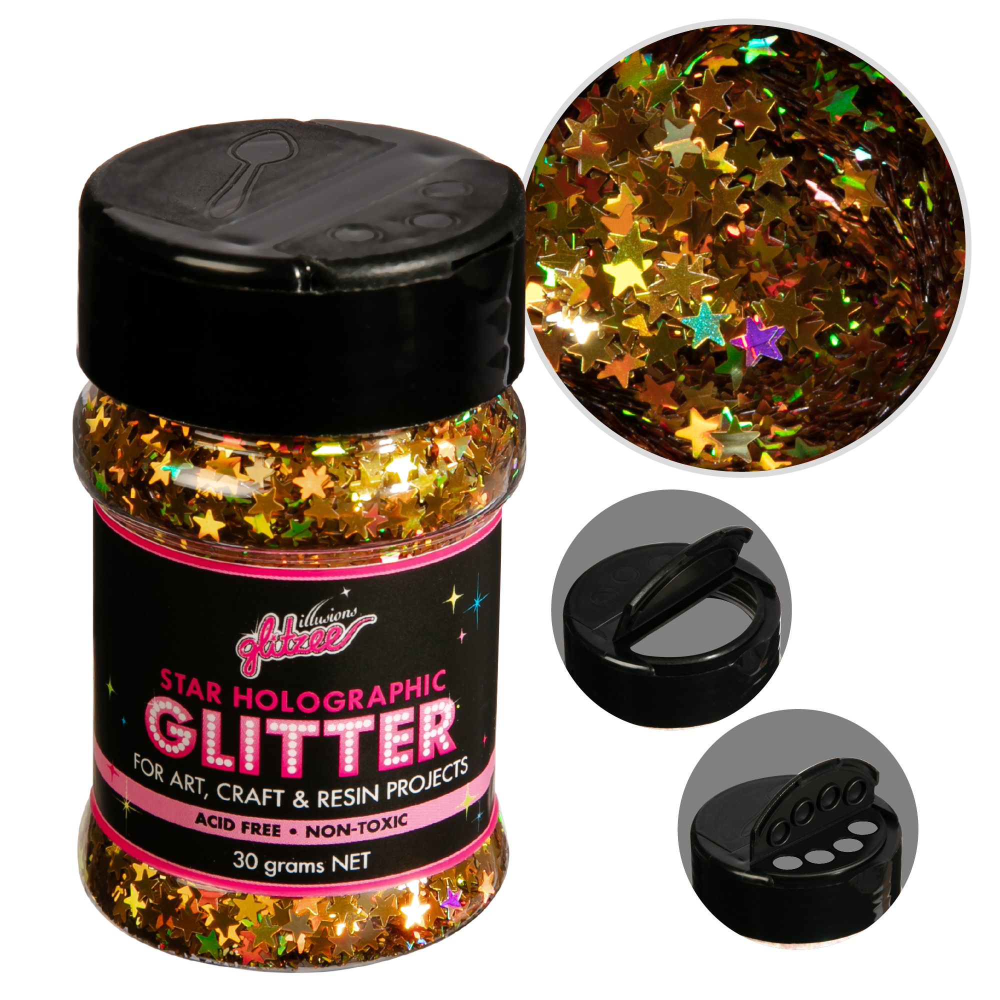 Image of Illusions Star Holographic Glitter-Holographic Gold (30g)