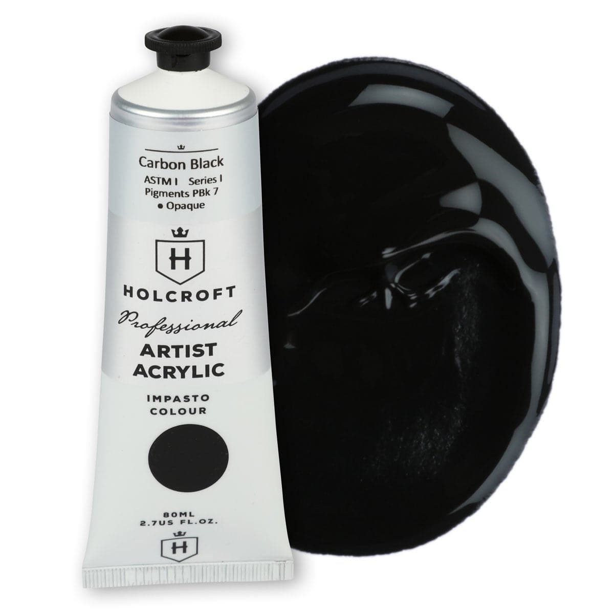 Image of Holcroft Professional Acrylic Impasto Paint Carbon Black 80ml