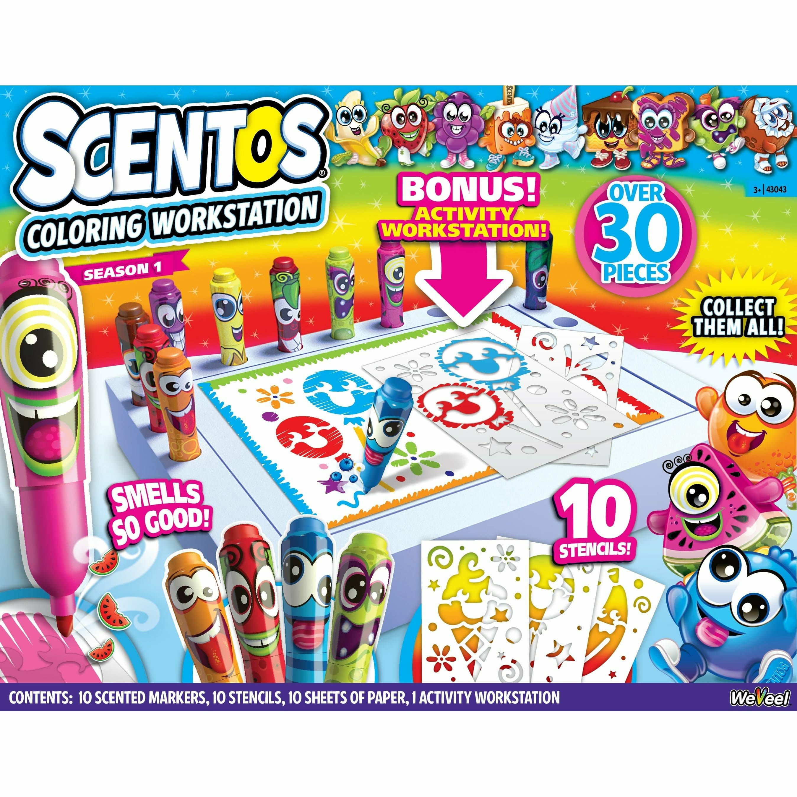 Image of Scentos Scented Colouring Drawing Workstation Set with Markers and Stencils