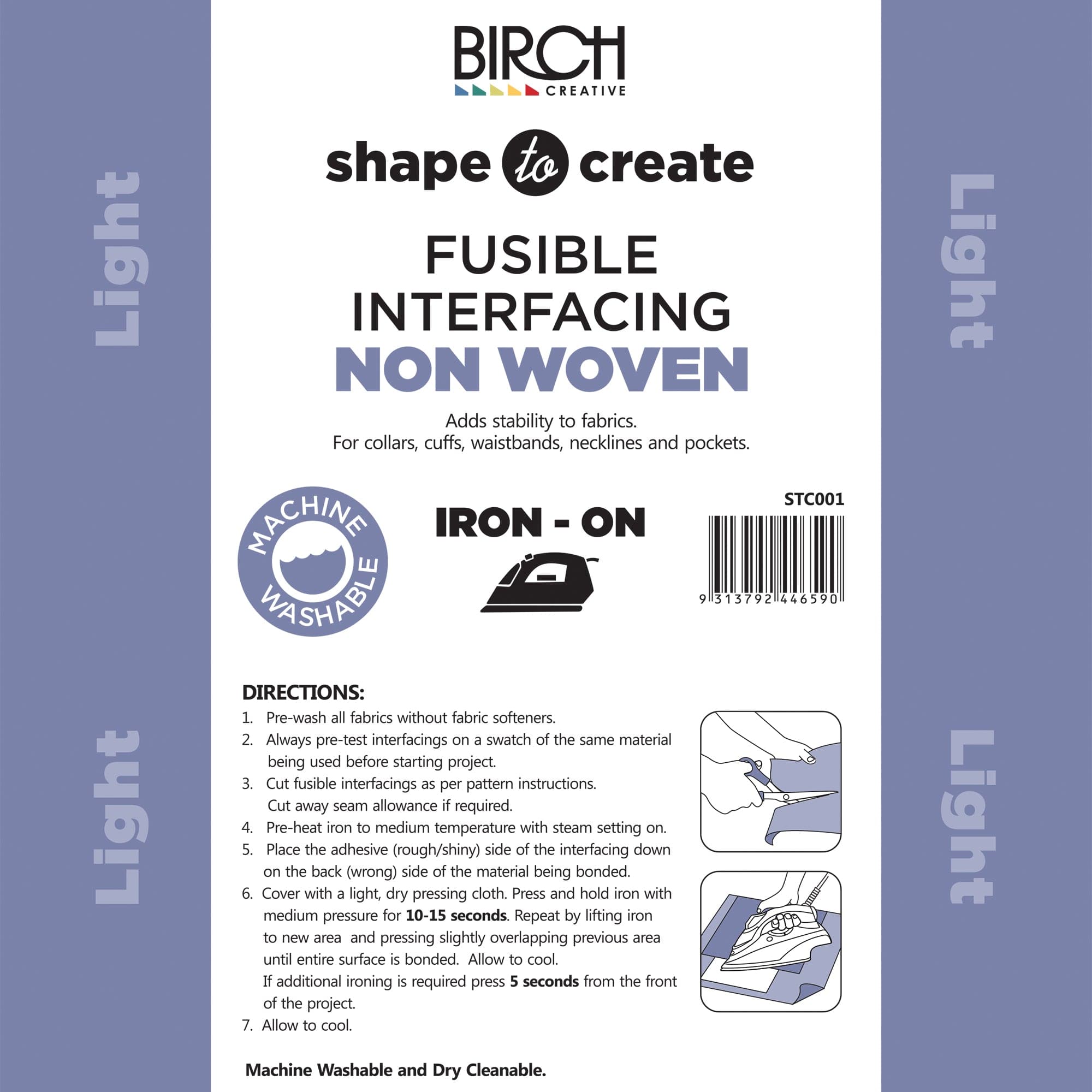 Image of Birch Shape To Create Light Fusible Interfacing Non Woven Iron-On 90cm x 50mt - White