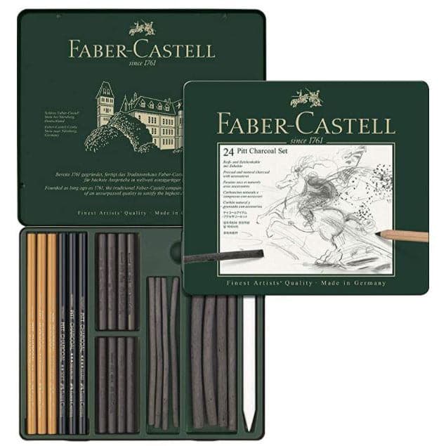 Image of Faber Castell Pitt Mixed Media Set Charcoal 1– Tin of 24