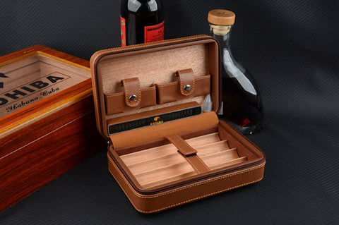 Travel Leather Cigar Humidor Case-Cedar Humidifier Box With Lighter Cutter-cigar humidor uk-best cigar humidor uk- electric cigar humidor uk-cigar humidor amazon uk-spanish cedar humidor-cigar humidor for sale