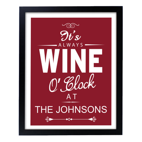 personalised-wine-oclock-black-framed-print-gift-wine-oclock-black-framed-print-kitchen-wall-art-wine-oclock-art-print