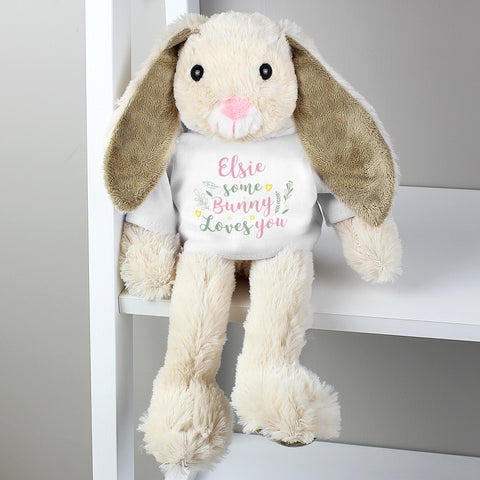 personalised jellycat bunny-personalised bunny comforter-personalised bunny uk-personalised bunny my first years-personalised bunny pink-personalised grey bunny-Personalised Bunny Rabbit Message "Some Bunny Loves You Message"
