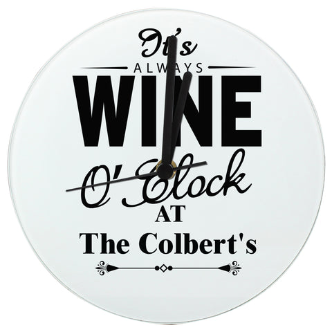 Personalised Wine O'clock Clock ¦ Wine Lovers O'clock in Wall