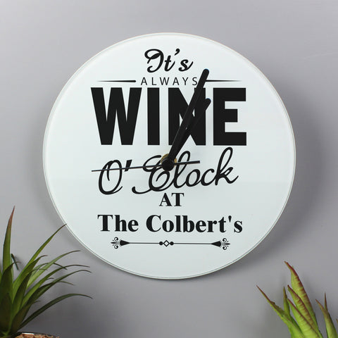 Personalised Wine O'clock Clock-Wine Lovers O'clock in Wall