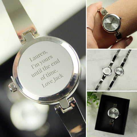 Personalised Silver Ladies Watch With Silver Slider Clasp-forever-watch-for-her-luxury-infinity-watch-gifts-fashion-watches-women-fashion-women-simple-stainless-steel-wrist-watch