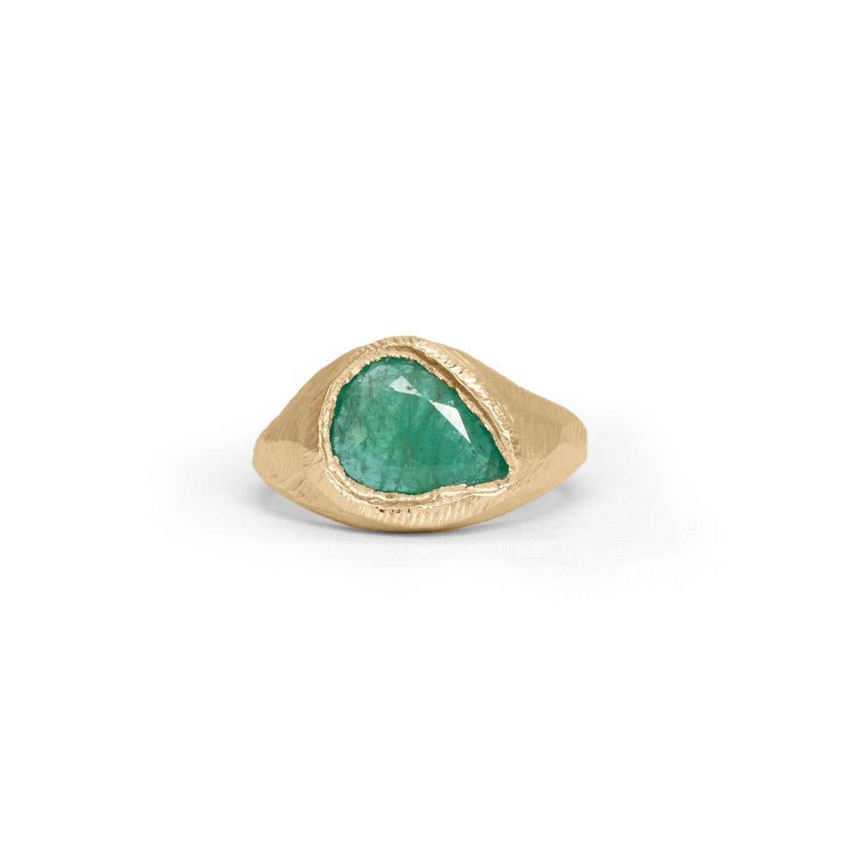 18K Signet Ring in Emerald