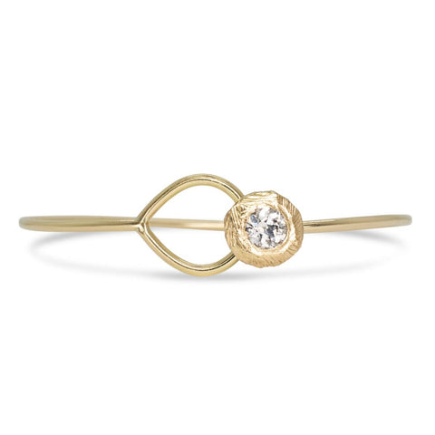 Open Cuff Bracelet with Round Cut Stones - Yellow Gold, Size Medium, 18K - The GLD Shop