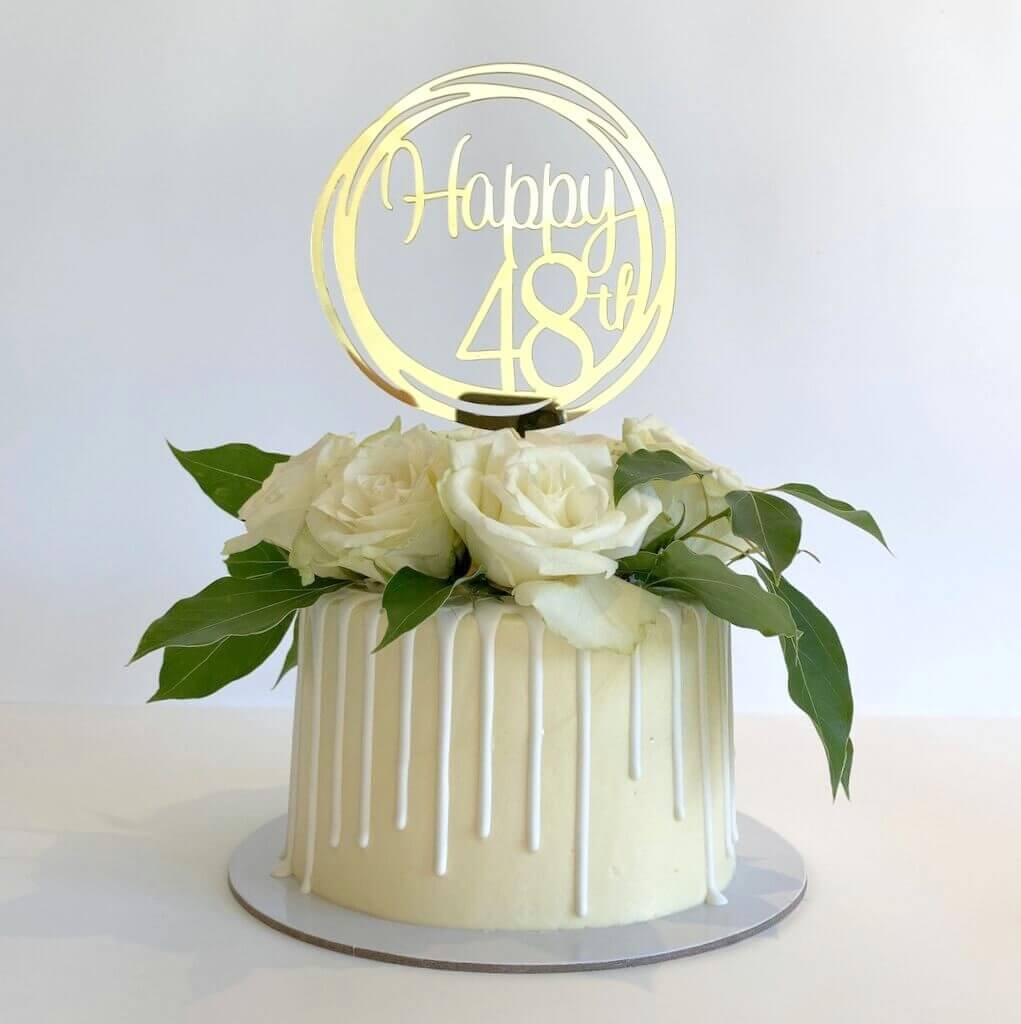 Acrylic Gold Happy 48th Geometric Circle Cake Topper - Online ...