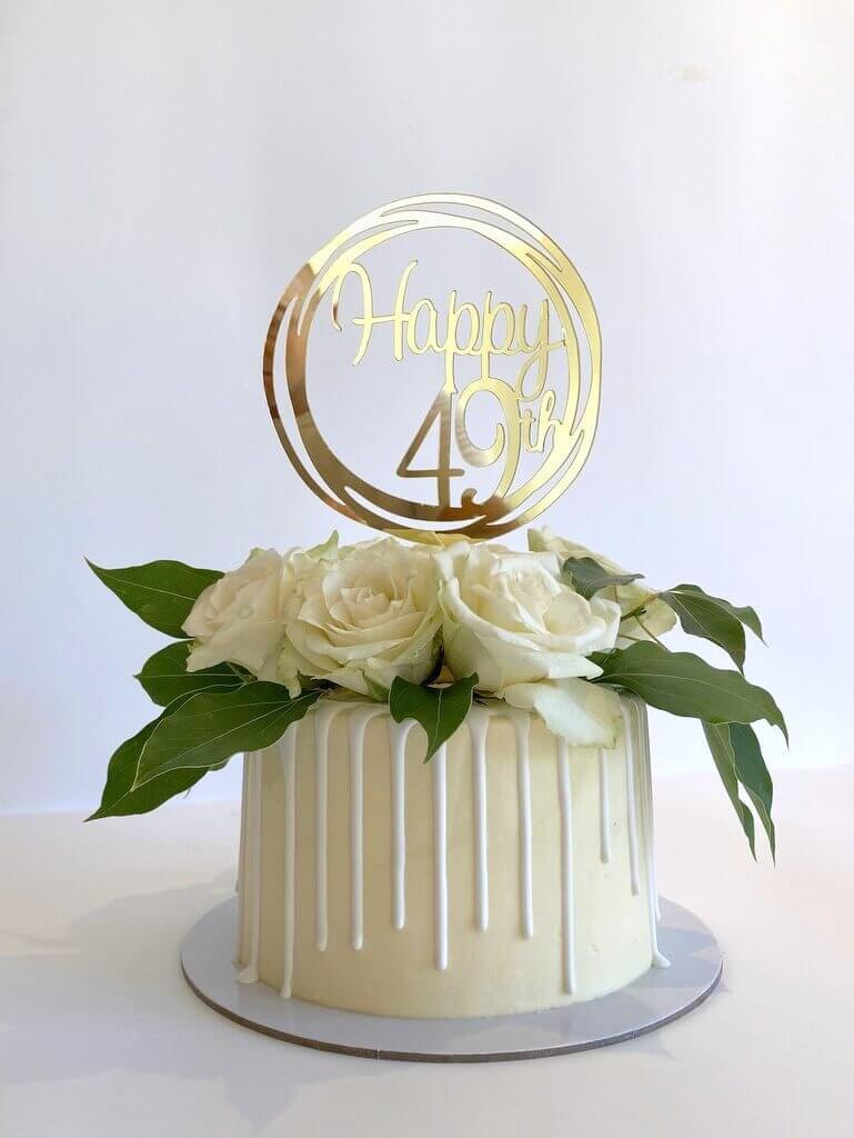 Acrylic Gold Happy 49th Geometric Circle Cake Topper - Online ...