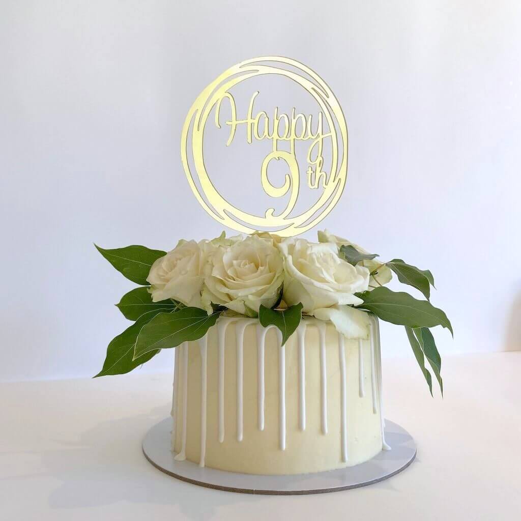 Acrylic Gold Happy 9th Geometric Circle Cake Topper - Online Party ...