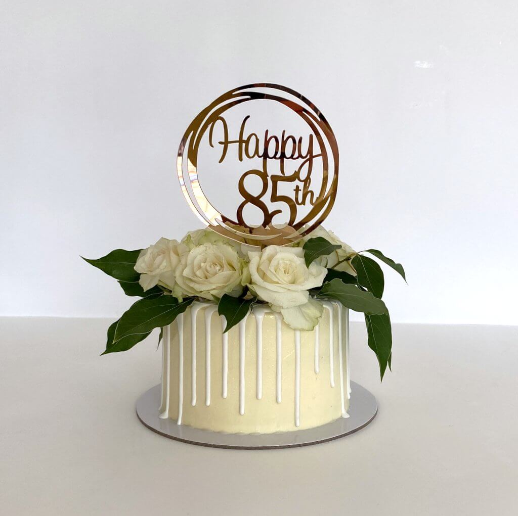 Golden Birthday Assorted Flower Layer Cake - Classy Girl Cupcakes