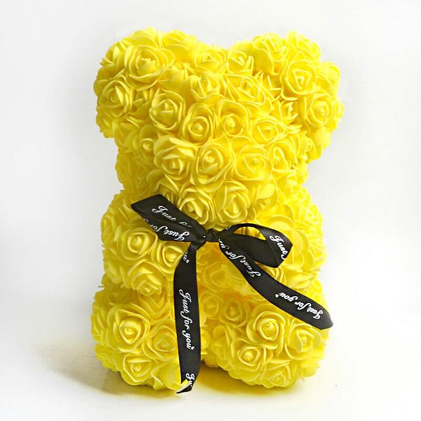 Yellow Luxury Everlasting Rose Teddy Bear with Gift Box - Online Party ...