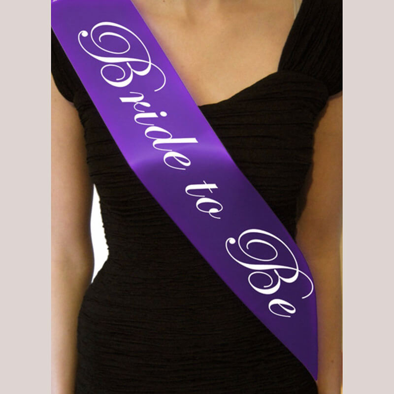 purple bride to be sash