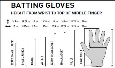 GM Glove Sizing Chart - Cricket World Moorabbin