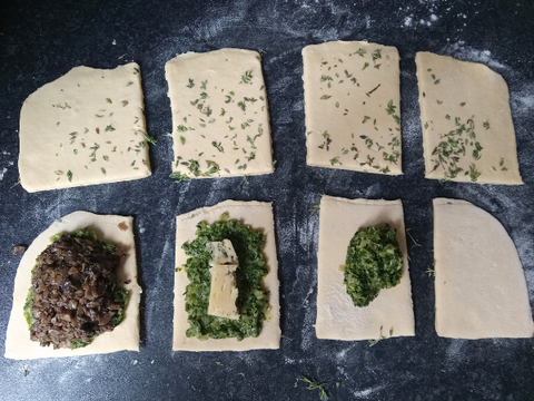 Assembling Pevensey Blue Pastry Parcels