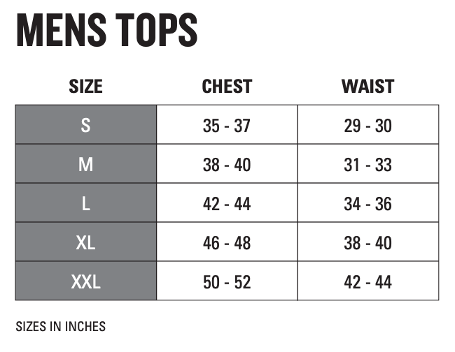 Size Chart Mens Tops – Hooey