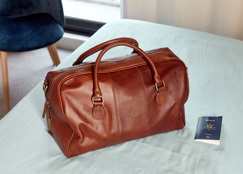 Duffle Bag - Brown - Italian Nappa Leather - Old Angler Italian Leather - Australia & New Zealand