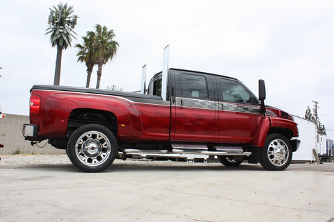 Souped up Red Crew Cab Pickup Truck