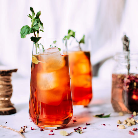 blackberry iced tea in glass