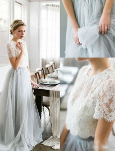 light blue gray bridesmaid dress