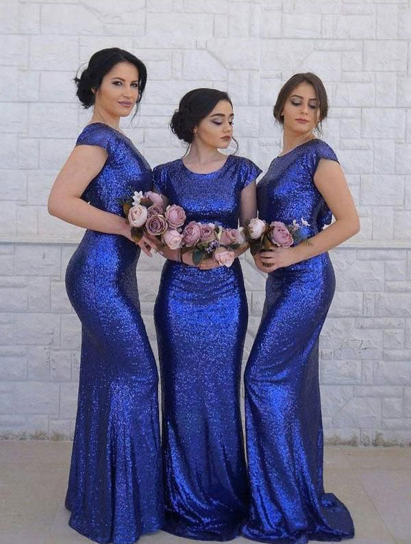 blue mermaid bridesmaid dresses