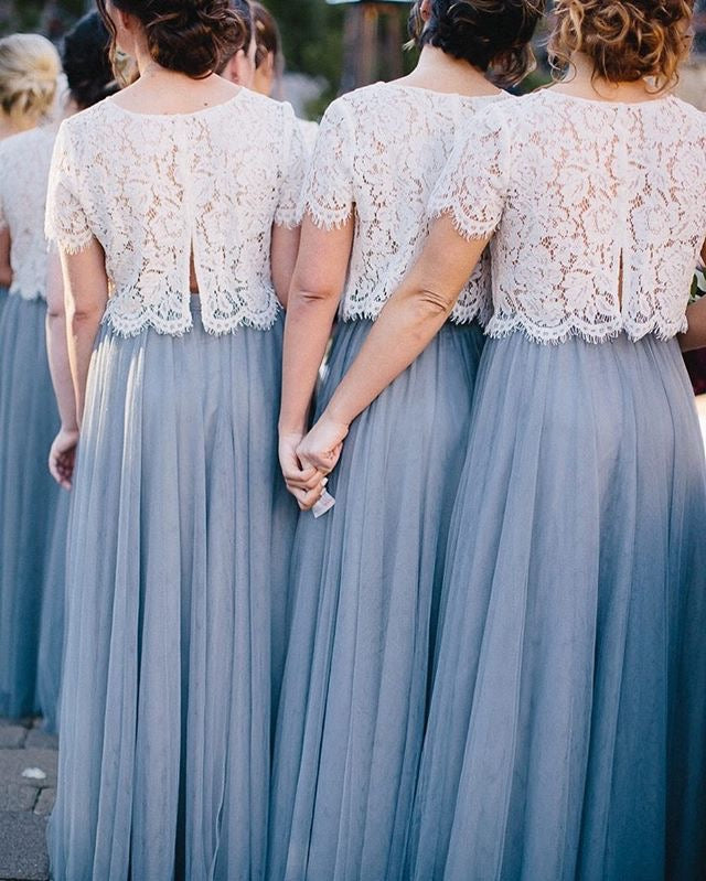 lace two piece bridesmaid dresses