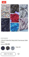 1/2inch Polka Dot Silky/Soft Charmeuse Satin Fabric - IceFabrics