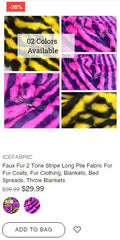 2 Tone Stripe Long Pile Faux Fur Fabric - IceFabrics