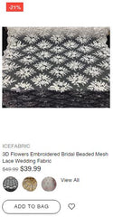 3d Flowers Beaded Mesh Lace Bridal Fabric - IceFabrics